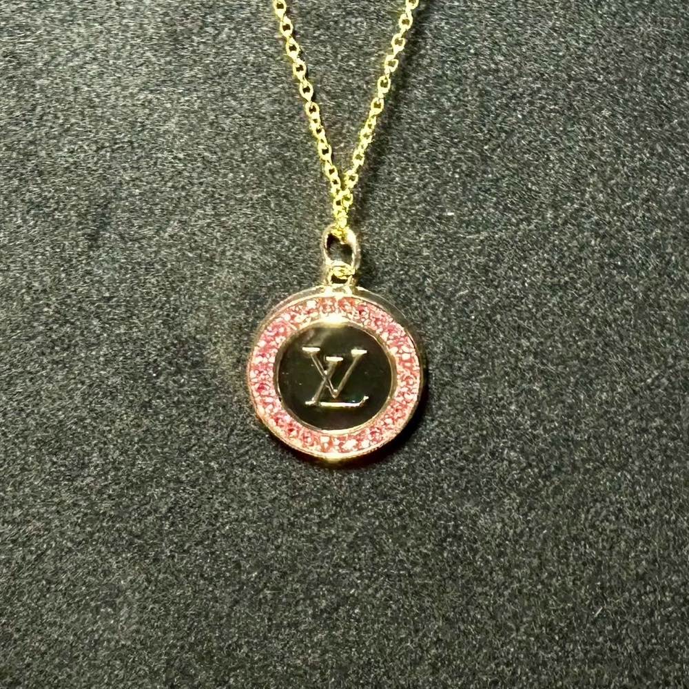 Louis Vuitton Logo Zipper Pull Charm Necklace